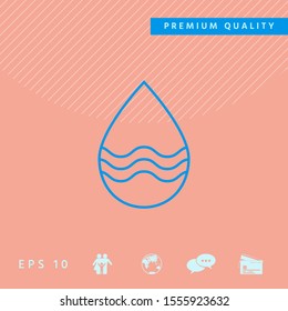 Drop line icon with waves. Graphic elements for your design