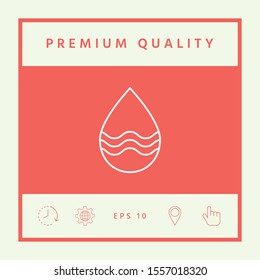 Drop line icon with waves. Graphic elements for your design