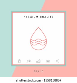 Drop line icon with waves. Graphic elements for your design