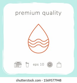 Drop line icon with waves. Graphic elements for your design