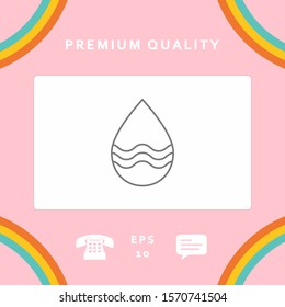 Drop line icon with waves. Graphic elements for your design