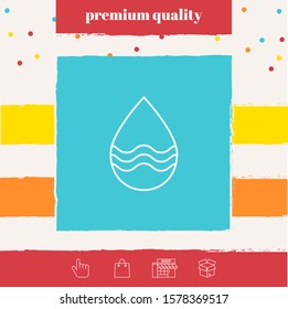 Drop line icon with waves. Graphic elements for your design