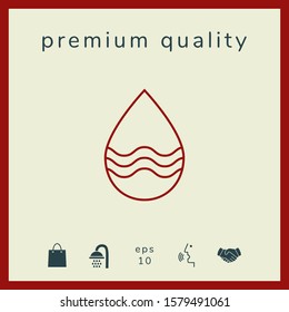Drop line icon with waves. Graphic elements for your design