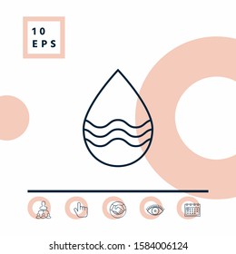 Drop line icon with waves. Graphic elements for your design