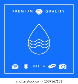 Drop line icon with waves. Graphic elements for your design