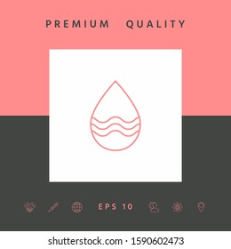 Drop line icon with waves. Graphic elements for your design
