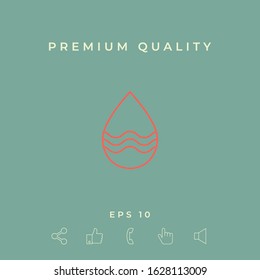 Drop line icon with waves. Graphic elements for your design