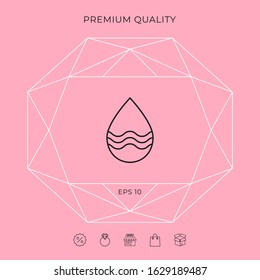 Drop line icon with waves. Graphic elements for your design