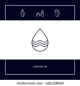 Drop line icon with waves. Graphic elements for your design