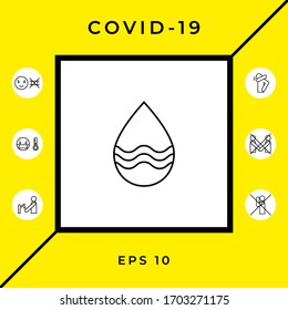 Drop line icon with waves. Graphic elements for your design