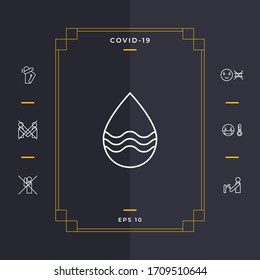 Drop line icon with waves. Graphic elements for your design