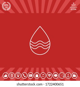 Drop line icon with waves. Graphic elements for your design