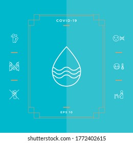 Drop line icon with waves. Graphic elements for your design