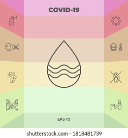 Drop line icon with waves. Graphic elements for your design