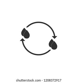 drop, liquid, moisture, arrow, circular, exchange, substances, vector icon, illustration