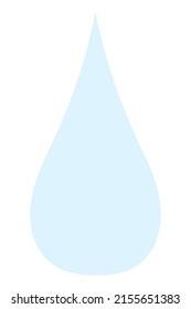 A drop. Liquid water drips from top to bottom. Liquid crystal. Blue drop of morning dew. Color vector illustration. Outlines on an isolated background. Flat style. Idea for web design.