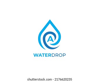 Drop Logo Concept sign icon symbol Design with Letter A. Water Drop Logo Design. Vector illustration logo template