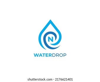 Drop Logo Concept sign icon symbol Design with Letter N. Water Drop Logo Design. Vector illustration logo template
