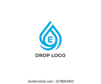 Logo-Logo-Logo-Konzept Symbol Design mit Buchstabe E. Logo-Design für Wassertropfen Logo-Vorlage für Vektorgrafiken