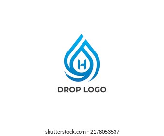 Icono de símbolo de signo de concepto de logotipo desplegable Diseño con letra H. Diseño del logotipo Water Drop. Plantilla de logotipo de ilustración de vector