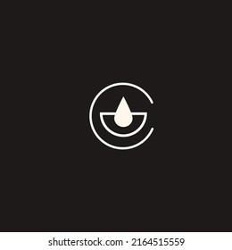 Drop logo design. Coffee logotype. Cup and drop linear flat icon. 