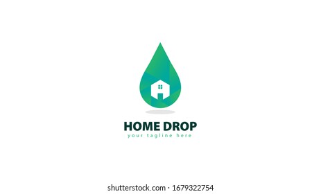 Drop logo design combined with home. vector