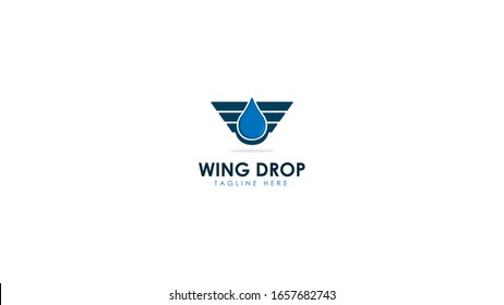 Drop logo design combined with wings, vector
