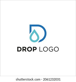 Drop logo design, letter D and minimalistic water