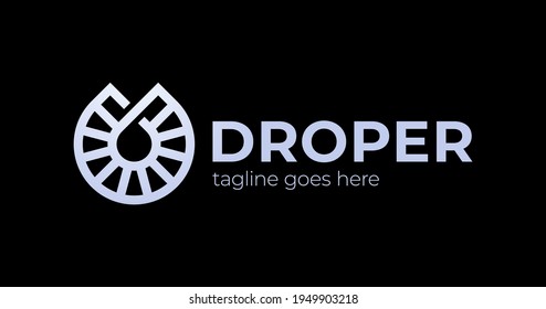 Drop logo. drop Logo design vector template Linear style. Blue Droplet lines aqua Logotype icon