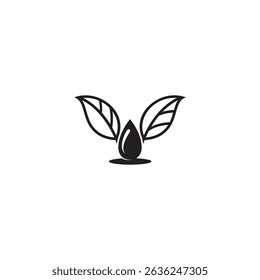 drop logo with natural leaves in flat vector