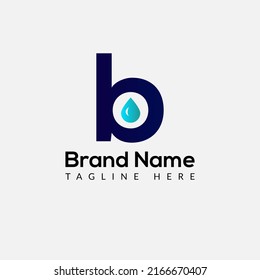 Drop Logo On Letter B Template. Drop On B Letter, Initial Water Drop Sign Concept 