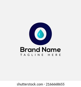 Drop Logo On Letter O Template. Drop On O Letter, Initial Water Drop Sign Concept 