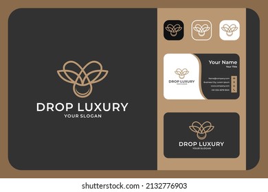 drop luxury line art logo design and business card