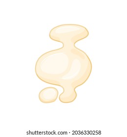 A drop of mayonnaise sauce. A smear of cheese sauce. Vector illustration of creamy yogurt texture clots isolated on a white background