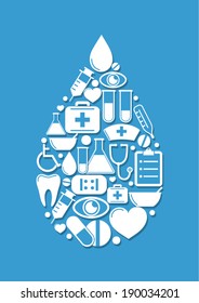 Drop of medical icons