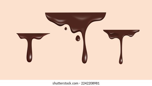 drop melting chocolate liquid set illustration with flat top for decoration