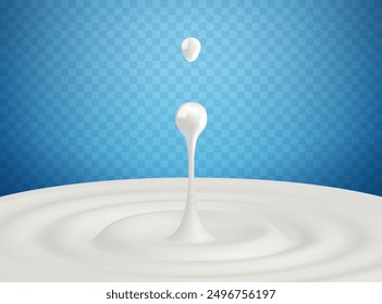 Una gota de leche cerca de la superficie. Ilustración vectorial