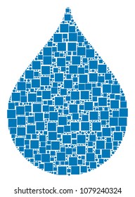 Drop mosaic icon of squares and round items in different sizes. Vector items are united into drop composition design concept.