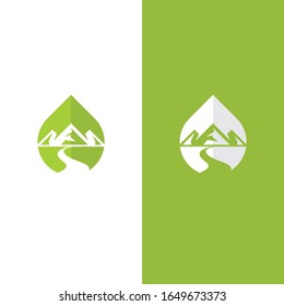 plantilla de logotipo de los ríos de montaña y de caída