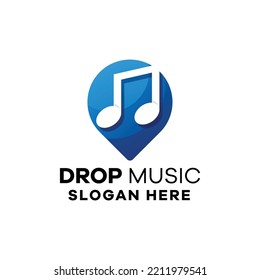 Drop Music Gradient Icon Logo Illustration