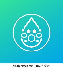 Drop with nano particles, science icon