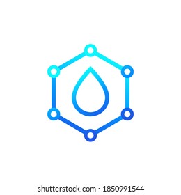 Drop with nano particles, vector icon on white