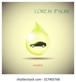 drop oil and car, vector , 