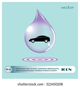 drop oil and car, vector 