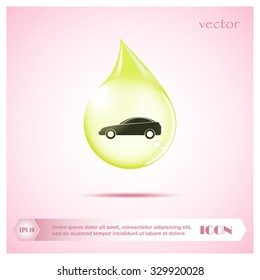 drop oil and car, vector ,