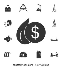 Drop of oil dollar icon. Simple element illustration. Drop of oil dollar symbol design from Petrol collection set. Can be used for web and mobile on white background