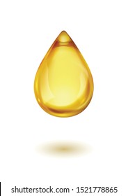 Drop of oil or honey isolated on white background. Icon of drop of oil or honey, EPS 10 contains transparency.