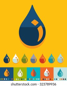 drop of oil icon in flat design with long shadows. Vector illustration