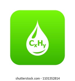 Drop oil icon green vector isolated on white background