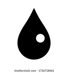 Drop of oil icon vector illustration. Modern fuel symbol isolated on white background. Black round shape object with circle dot. Simple liquid element. Production sign.